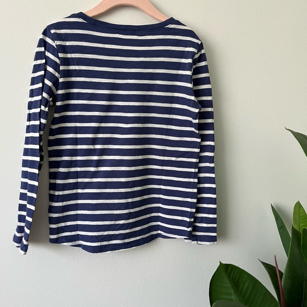Navy and White Striped Kids Long Sleeve Shirt
